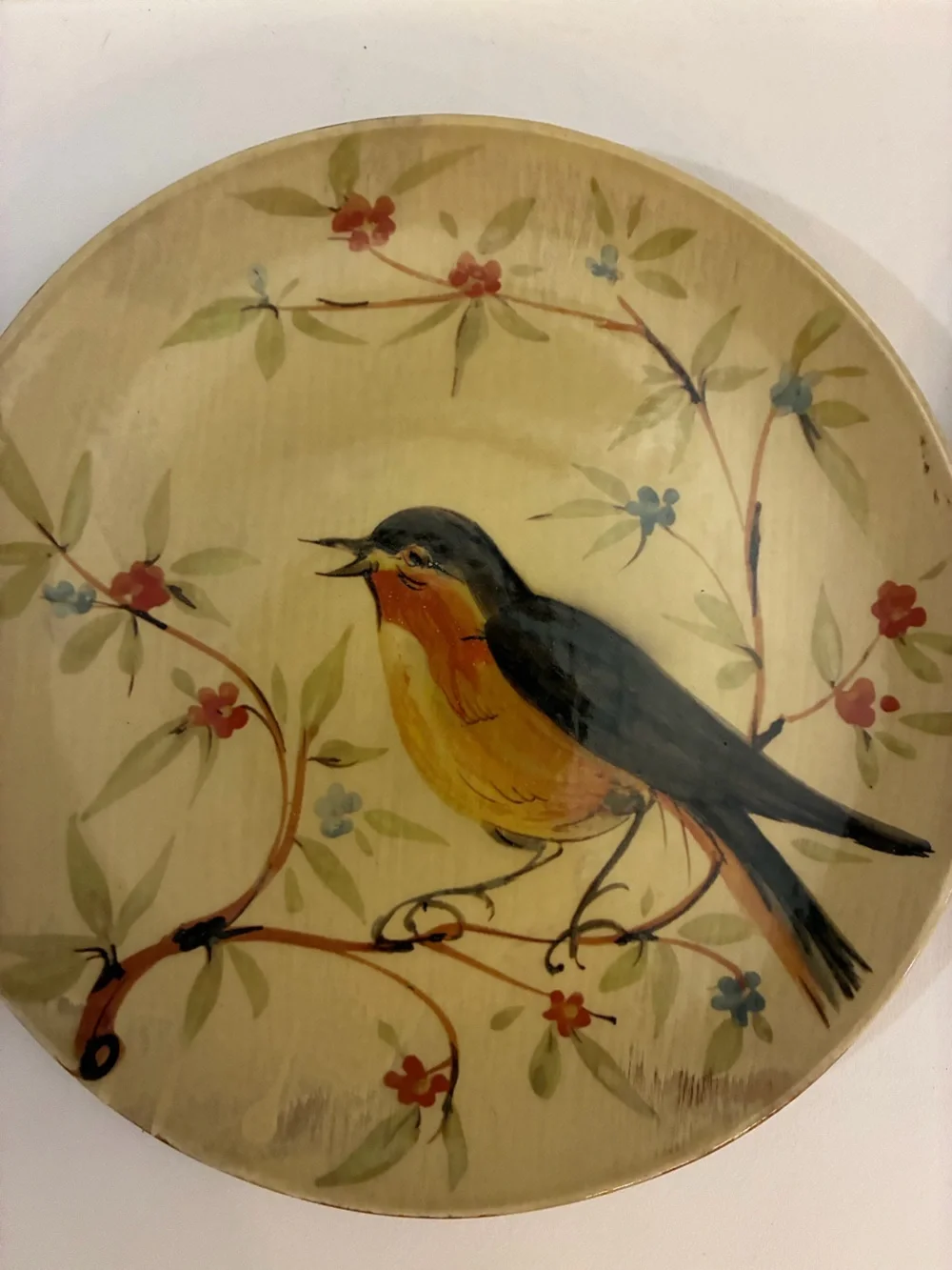 Set of 3 Vintage Pier 1 Imports Song Birds Salad Plates Hand Painted Italy